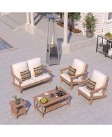 Mondawe 6 Pieces Outdoor Seating Patio Conversation Set with Heater and Coffee Table