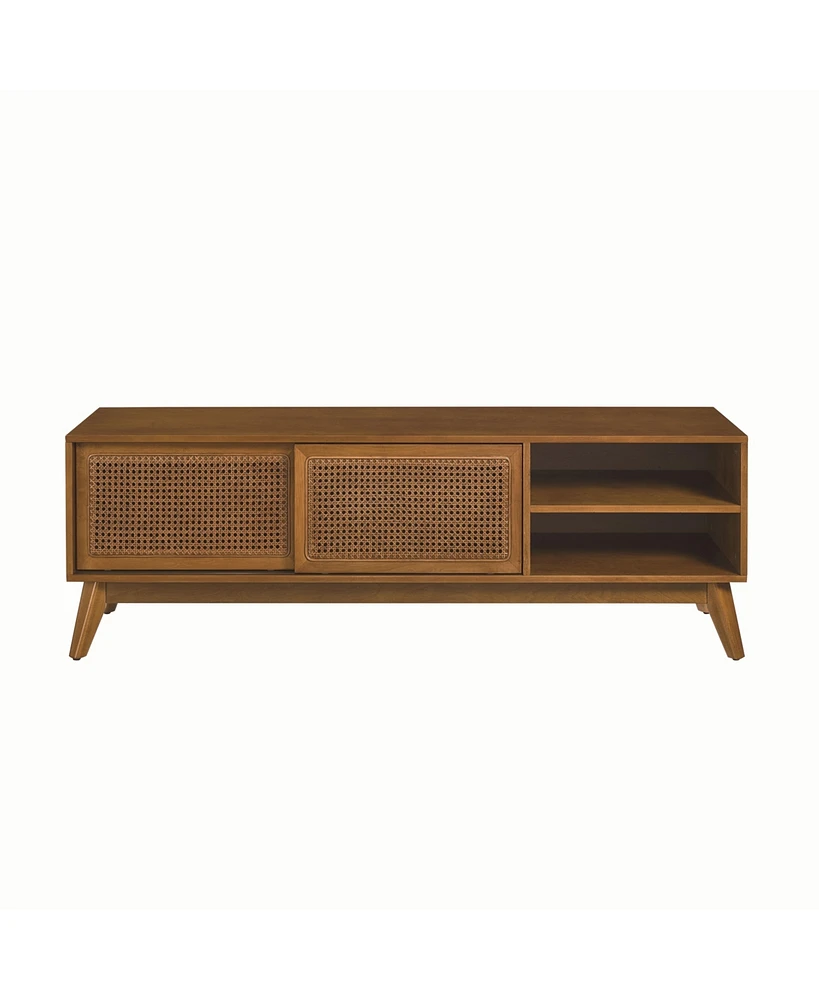 Mid Century Modern Rattan Tv Stand for 65"
