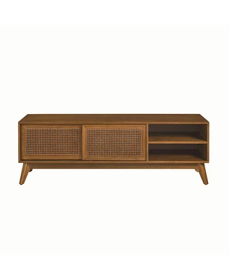 Mid Century Modern Rattan Tv Stand for 65"