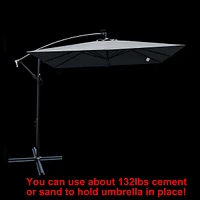 Streamdale Furniture Solar Powered Led Patio Umbrella with Crank & Base