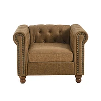 Streamdale Furniture Chesterfield Fabric Sofa, Large-Brown