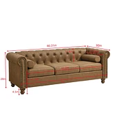 Chesterfield Fabric Sofa, Large-Brown