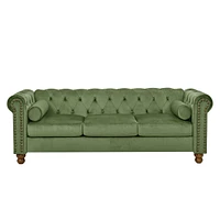 Green Velvet Chesterfield Sofa - 3 Seater
