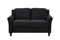 Fashionable Living Room Sofa With Double Seats, Black Fabric