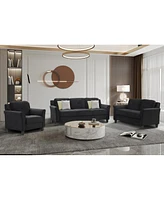 Fashionable Living Room Sofa With Double Seats, Black Fabric