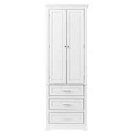 Black Tall Storage Cabinet with 3 Drawers for Bathroom/Office