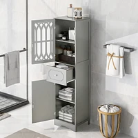 Streamdale Furniture Grey Tall Bathroom Storage Cabinet