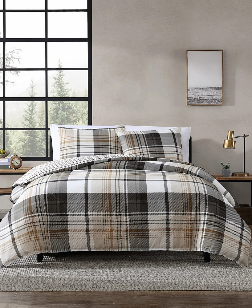 Eddie Bauer Normandy Plaid Microsuede Piece Duvet Cover Set