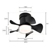 Streamdale Furniture Matte Black Remote Ceiling Fan with Led Light