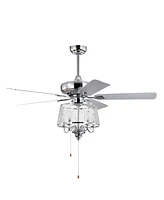 Simplie Fun Modern Crystal Ceiling Fan with Reversible Blades