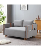 Streamdale Furniture Gray Velvet Convertible Sleeper Sofa with Storage