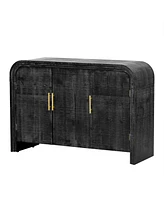 Minimalist Curved Sideboard with Gold Handles and Dividers