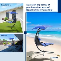 Outdoor Hanging Chaise Lounger with Canopy & Stand