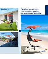 Streamdale Furniture Outdoor Swing Chaise Lounger with Canopy & Stand