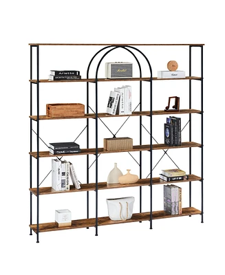 Simplie Fun Vintage Industrial Bookcase with Metal Frame