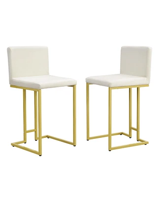 Simplie Fun 25.8" Set of 2 Mid-Century Modern Gold Bar Stools