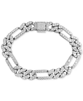 Men's Cubic Zirconia Figaro Link Chain Bracelet in Sterling Silver, Created for Macy's