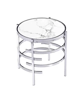 Sintered Stone Top End Table: Modern Chrome Design