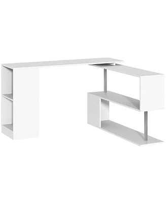 Simplie Fun 55" L-Shaped Rotating Corner Desk with Storage Shelves