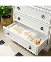 Simplie Fun White 6-Drawer Dresser with Easy Pull Handle