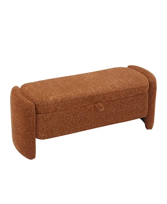 Simplie Fun Orange Chenille Fabric Storage Bench with Large Space