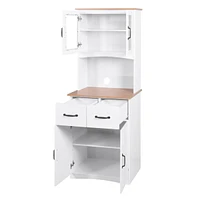 Streamdale Furniture White Wooden Kitchen Pantry with Glass Door Storage