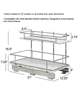 Household Essentials Glidez Chrome-Plated Steel and Faux Marble Pull-Out/Slide-Out Storage Organizer for Under Sink or Cabinet 2-Tier Design