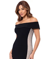 Xscape Women's Beaded Contrast Off-The--Shoulder Gown