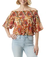 Jessica Simpson Women's Alana Floral-Print Off-The-Shoulder Top