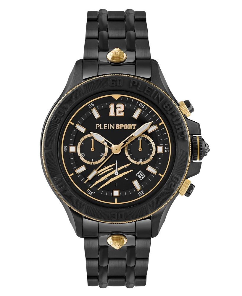 Plein Sport Men's Warrior Tech Chronograph Date Quartz Black Stainless Steel 47.5MM