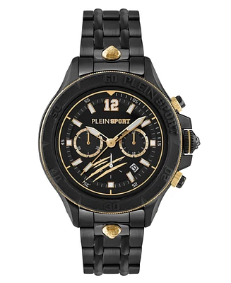 Plein Sport Men's Warrior Tech Chronograph Date Quartz Black Stainless Steel 47.5MM