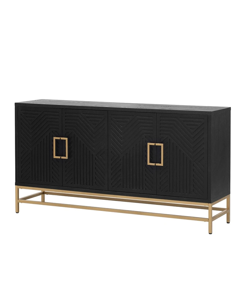 Simplie Fun Espresso Retro Sideboard with Adjustable Shelves