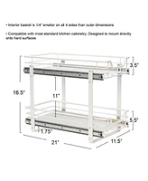 Household Essentials Glidez Multipurpose Powder-Coated Steel Pull-Out/Slide-Out Storage Organizer with Plastic Liners for Under Cabinet 2-Tier Dual