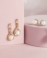 Cultured Freshwater Pearl (7mm) and Diamond (1/10 ct. t.w.) Drop Earrings in 14K Gold