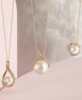 Honora Cultured Ming Pearl (13mm) & Diamond (1/5 ct. t.w.) Pendant Necklace 14k Gold