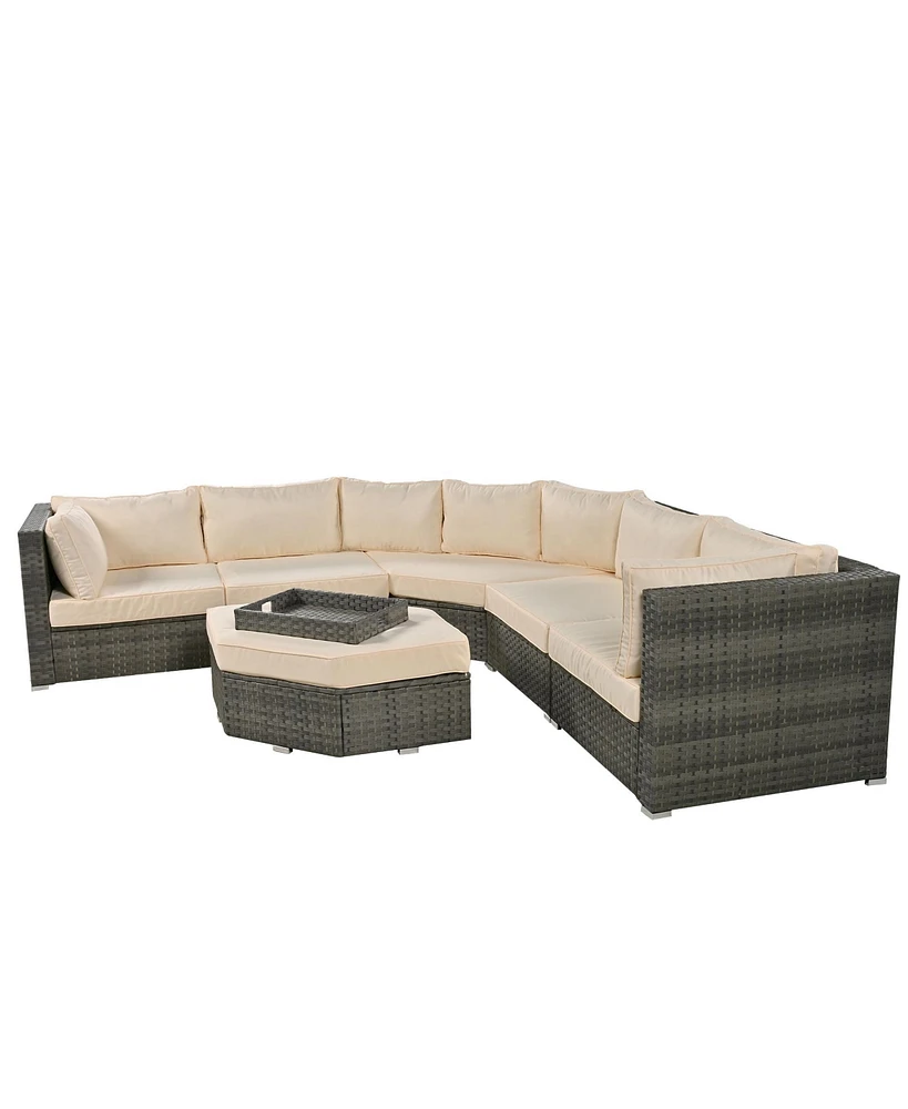 Simplie Fun 6 Piece Outdoor Wicker Patio Furniture Set