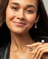 Honora Pink Cultured Ming Pearl (13mm) & Diamond (1/8 ct. t.w.) 18" Pendant Necklace in 14k Rose Gold