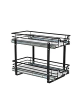 Household Essentials Glidez Multipurpose Paint-Finished Steel Pull-Out/Slide-Out Storage Organizer with Plastic Liners for Under Cabinet 2-Tier Dual