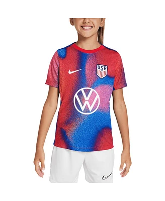 Nike Big Boys and Girls Red/Blue Usmnt 2024 Academy Pro Pre-Match Sponsor Top