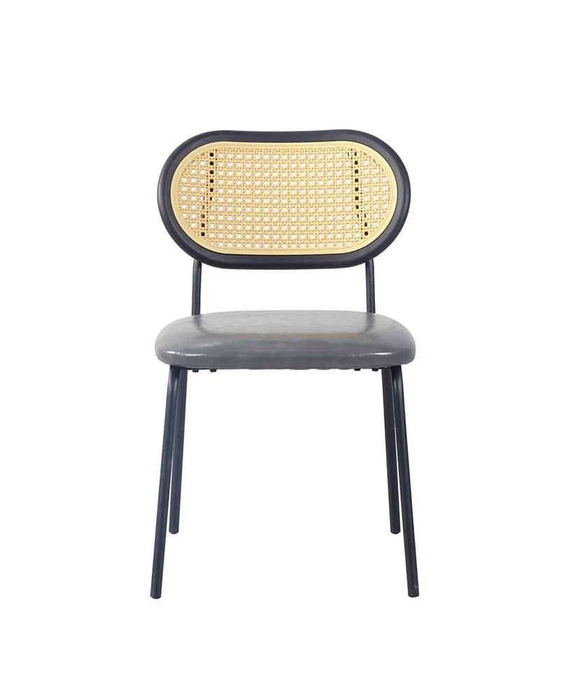 Simplie Fun Modern Light Grey Pu Leather Dining Chairs Set of 2