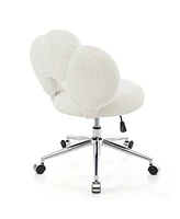 Simplie Fun 360 Swivel Height Adjustable, Swivel Chair, Teddy Fabric, Home Office Chair