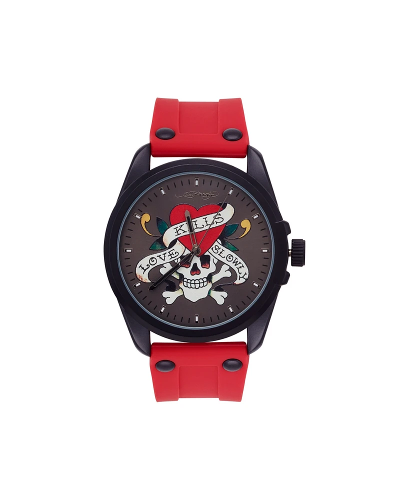 Ed Hardy Men's Matte Silicone Strap Watch 46mm