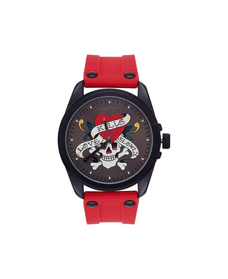 Ed Hardy Men's Matte Silicone Strap Watch 46mm