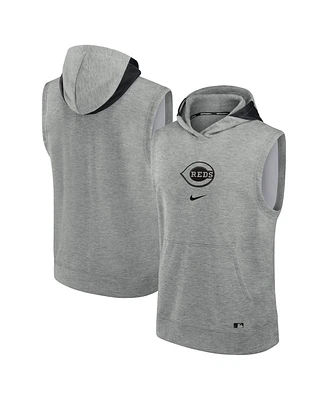 Nike Men's Heather Gray Cincinnati Reds Authentic Collection Early Work Performance Sleeveless Pullover Hoodie