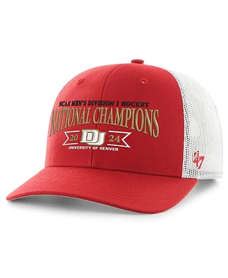 47 Men's Crimson Denver Pioneers 2024 Ncaa Men's Ice Hockey National Champions Trucker Adjustable Hat