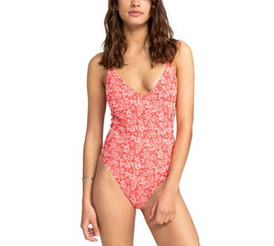 Roxy Juniors' Margarita Floral-Print Low-Back One-Piece Swimsuit