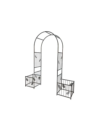 Simplie Fun Outdoor Black Metal Garden Arbor Archway