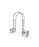 Simplie Fun Outdoor Black Metal Garden Arbor Archway