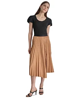 Dkny Women's Asymmetric Pleated Pull-On Midi Skirt