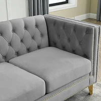 Streamdale Furniture Modern Grey Velvet Sofa with Metal Legs